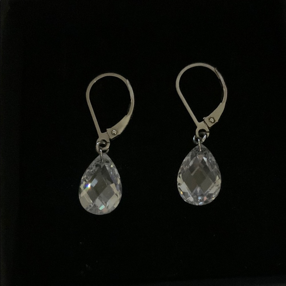Sterling Silver CZ Teardrop Earrings